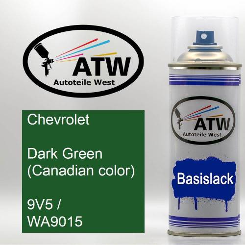 Chevrolet, Dark Green (Canadian color), 9V5 / WA9015: 400ml Sprühdose, von ATW Autoteile West.